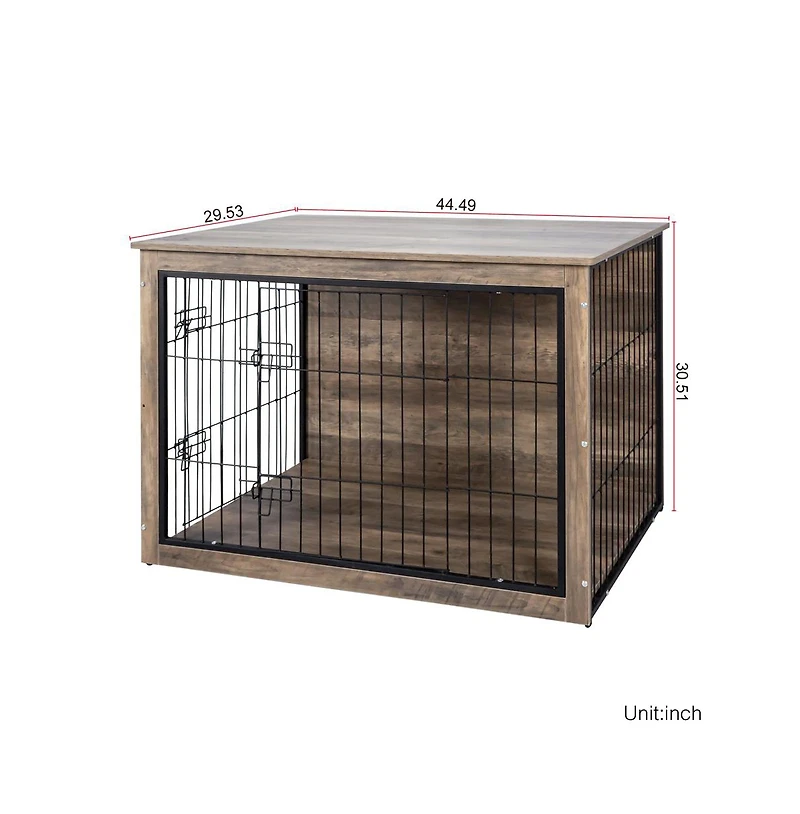 Aostirmotor Natural Wooden Dog Crate Indoor Dog Kennel with Double Doors