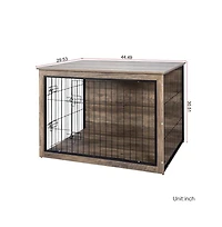 Aostirmotor Natural Wooden Dog Crate Indoor Dog Kennel with Double Doors