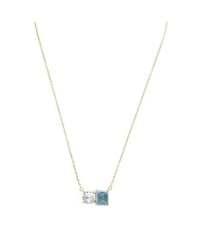 Suzy Levian Sterling Silver Topaz Two Stone Necklace