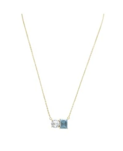 Suzy Levian Sterling Silver Topaz Two Stone Necklace