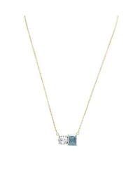 Suzy Levian Sterling Silver Topaz Two Stone Necklace