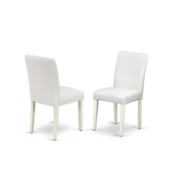 East West Furniture 3 Piece Dining Room Set - Linen White Dinning Table and 2 White Faux Leather Comfortable Chairs with High Back
