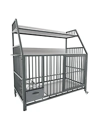Aostirmotor 35 in. W x 49 in. H x 24 in. D Large Pet Cage with Storage Rack, Drawers with Stainless Steel Food in Black