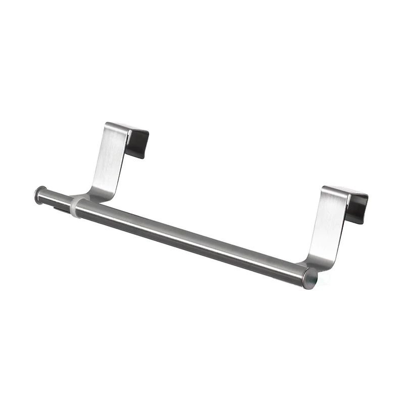 Basicwise Chrome Over the Door Extendable Towel Holder Rack for the Kitchen, Vanity, and Bathroom