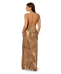Adrianna Women's Printed Cowl Neck Long Dress