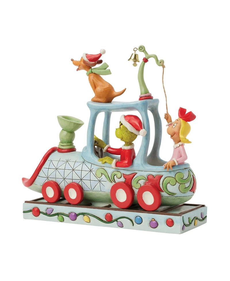 Jim Shore Grinch, Max and Cindy on Train Figurine