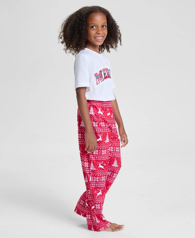 Holiday Lane Kids 2T-16 Deer Fair Isle Fleece Pajama Pants, Macy's Exclusive