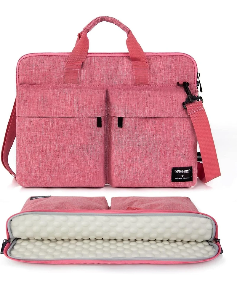 Slim 17.3 inch Laptop Sleeve Bag Carrying Case with Shoulder Strap, Notebook Ultrabooks Computer Handbag Cover for Men Women Fit for Acer Asus Hp Pink
