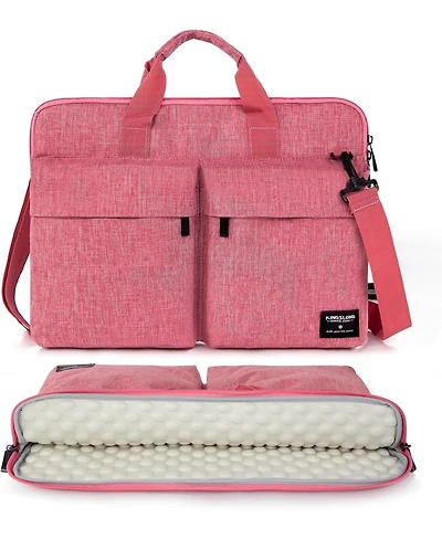 Slim 17.3 inch Laptop Sleeve Bag Carrying Case with Shoulder Strap, Notebook Ultrabooks Computer Handbag Cover for Men Women Fit for Acer Asus Hp Pink