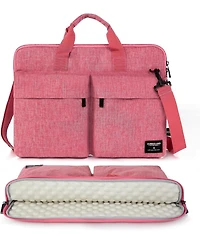 Slim 17.3 inch Laptop Sleeve Bag Carrying Case with Shoulder Strap, Notebook Ultrabooks Computer Handbag Cover for Men Women Fit for Acer Asus Hp Pink