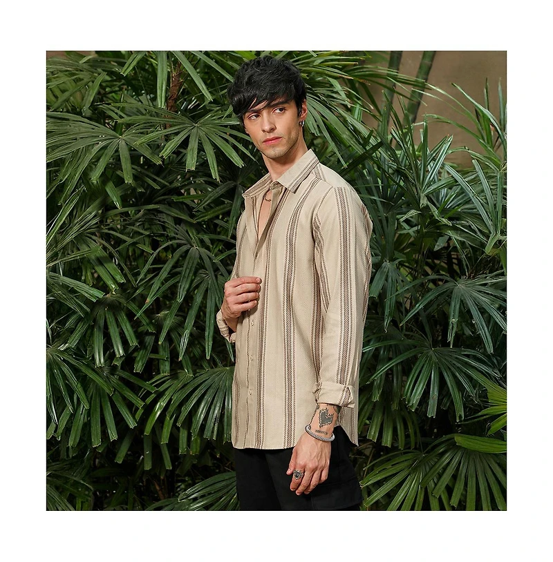 Campus Sutra Men's Halo-Striped Shirt