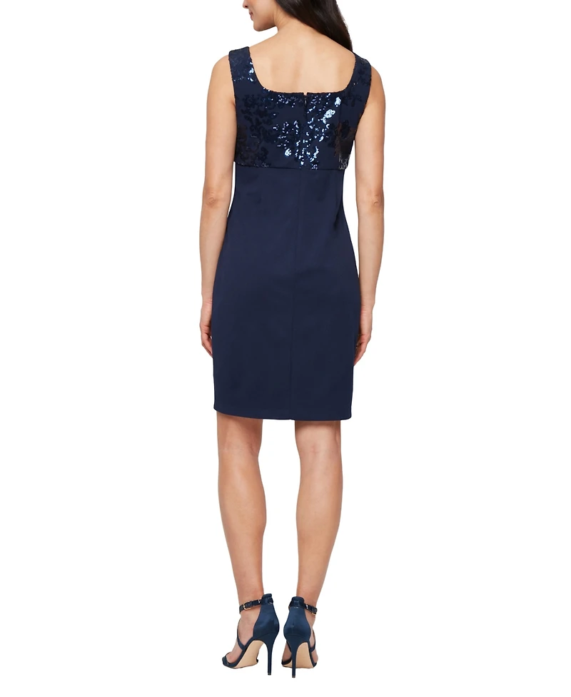 Alex Evenings Women's Short Stretch Scuba Square Neck Dress