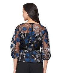Alex Evenings Women's 3/4-Sleeve Embroidered Blouse