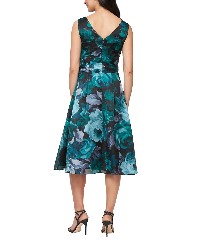 Alex Evenings Women's Printed Midi Yoryu Sleeveless Dress