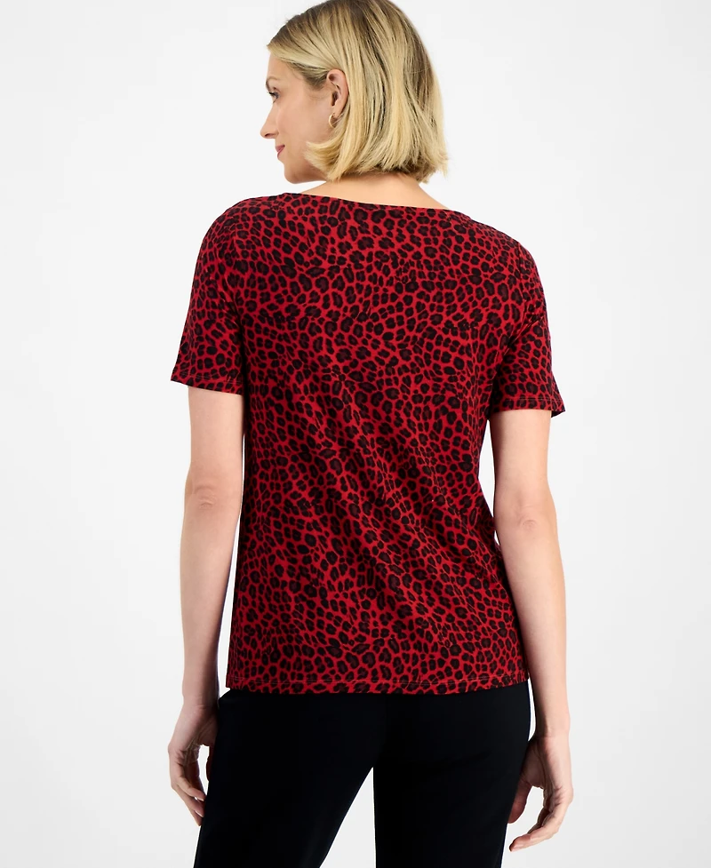 Jm Collection Women's Leopard-Print Cowl-Neck Top, Macy's Exclusive