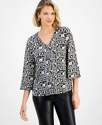 Jm Collection Women's Embellished Print Top, Macy's Exclusive