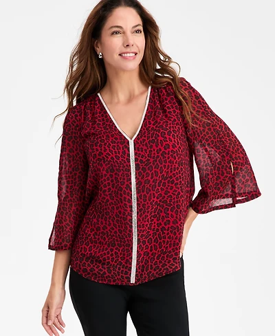 Jm Collection Women's Embellished Printed Blouse, Macy's Exclusive