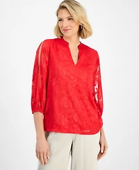 Jm Collection Women's Jacquard Split-Sleeve Blouse, Macy's Exclusive