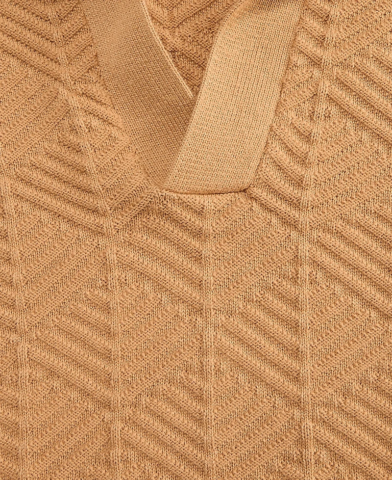 Alfani Men's Johnny-Collar Ribbed Geo Polo Shirt, Macy's Exclusive