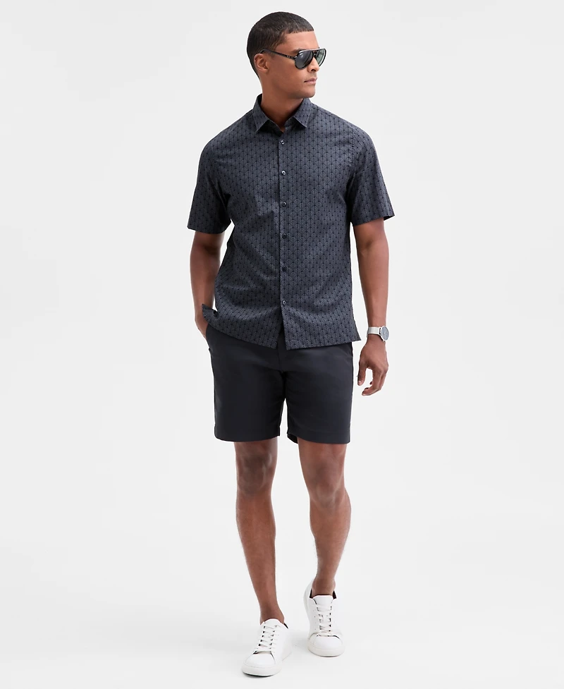 Alfani Men's Finn Short Sleeve Geo Print Button-Front Shirt, Macy's Exclusive