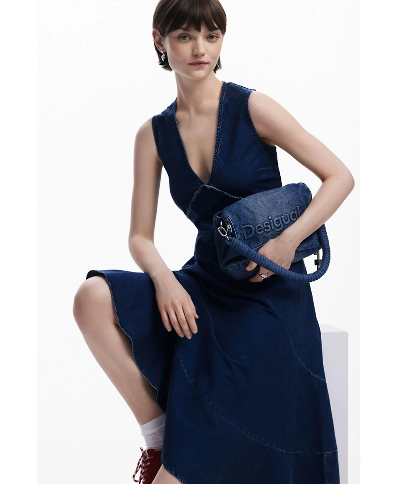 Desigual Women's Asymmetric denim midi dress