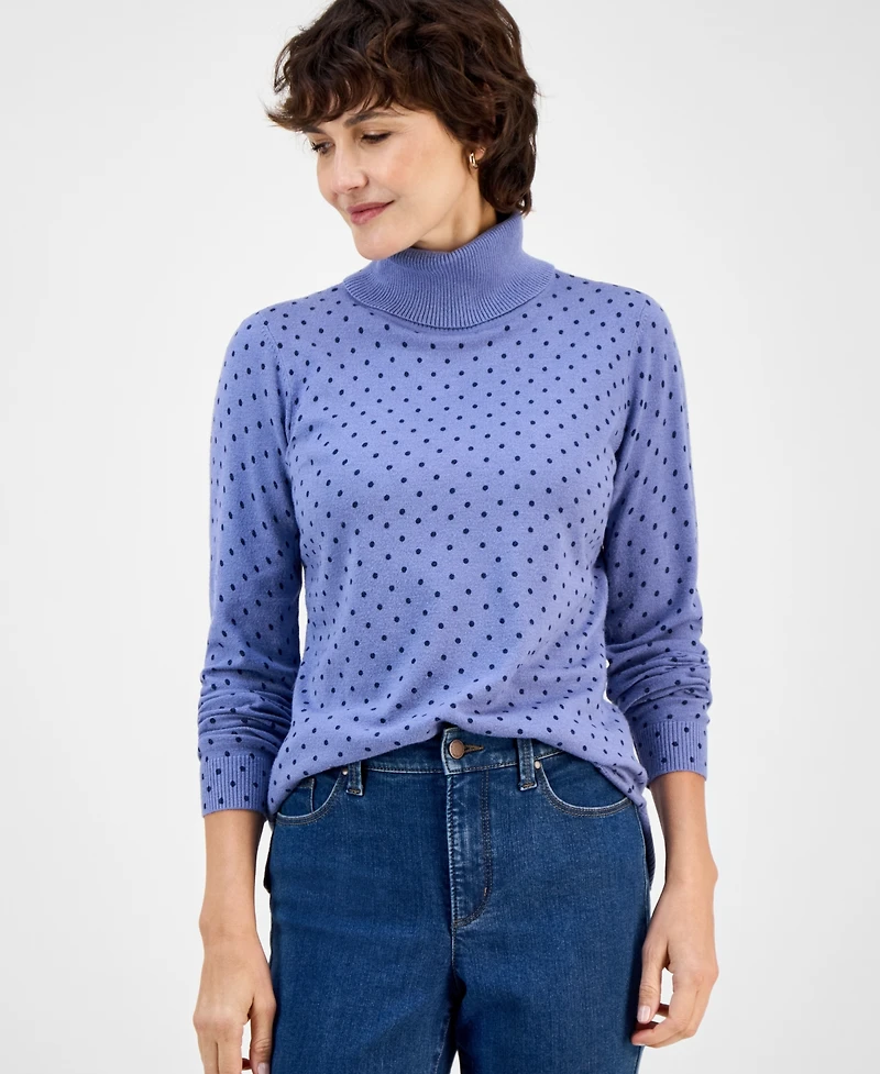 Style & Co Women's Printed Fine Gauge Turtleneck Sweater, Macy's Exclusive