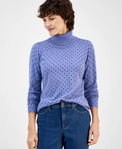 Style & Co Women's Printed Fine Gauge Turtleneck Sweater, Macy's Exclusive