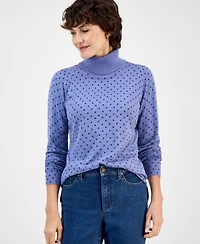 Style & Co Women's Printed Fine Gauge Turtleneck Sweater, Macy's Exclusive