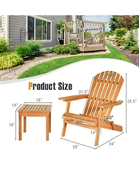 Gymax 3PCS Eucalyptus Adirondack Chair Set w/ Side Table Outdoor Patio