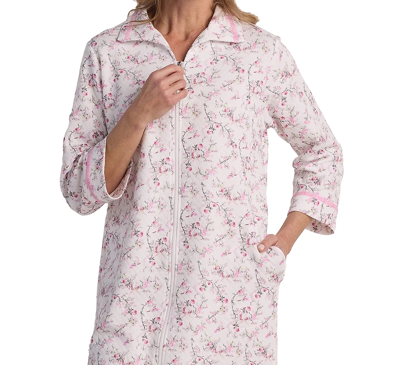 Miss Elaine Women's Long Sleeve Printed Zip Robe