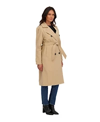 Sebby Collection Women's Belted Double Breasted Long Trench Coat