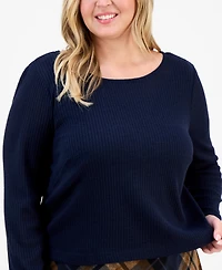 Connected Plus Sweater-Top Plaid-Skirt Dress