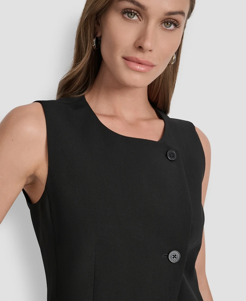 Dkny Petite Asymmetrical Scoop Neck Vest Jacket