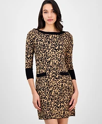 Robbie Bee Petite Animal-Print Sweater Dress