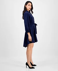 Robbie Bee Petite Long-Sleeve Fit & Flare Shirtdress