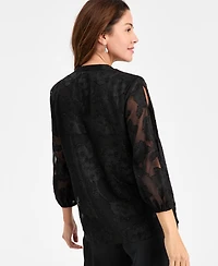 Jm Collection Women's Jacquard Split-Sleeve Blouse, Macy's Exclusive
