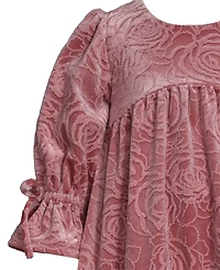 Bonnie Jean Little and Toddler Girls Embossed Floral Velvet Dress