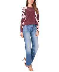 Sam & Jess Women's Jacquard Floral Crewneck Sweater