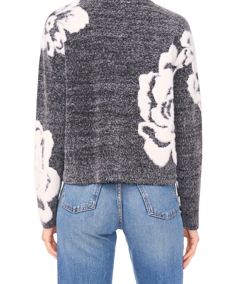 Sam & Jess Women's Jacquard Floral Crewneck Sweater