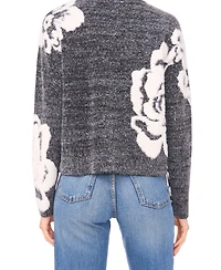 Sam & Jess Women's Jacquard Floral Crewneck Sweater