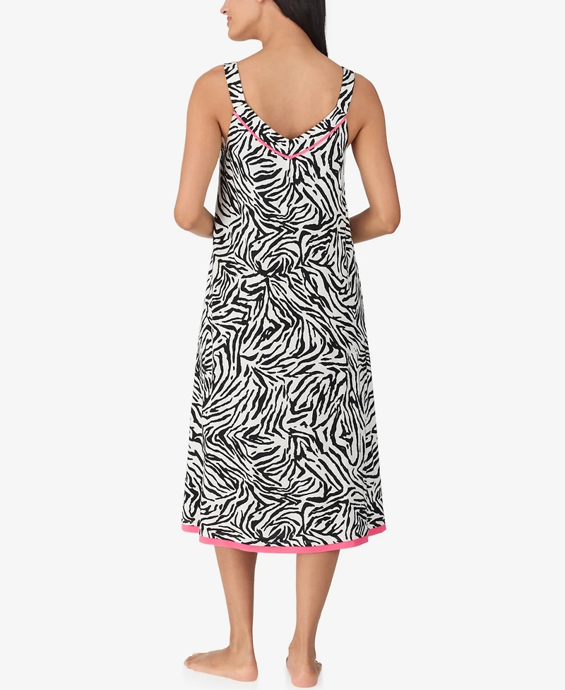 Ellen Tracy Women's V-Neck Ruffled Hem Sleeveless Midi Gown
