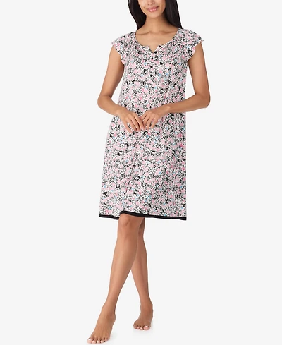 Ellen Tracy Women's Keyhole Neck Short Flutter Sleeve Chemise