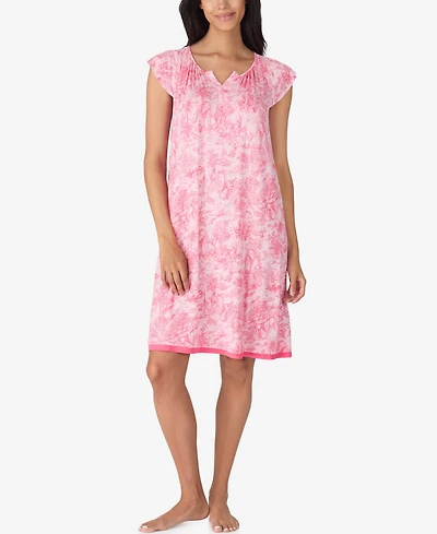 Ellen Tracy Women's Keyhole Neck Short Flutter Sleeve Chemise