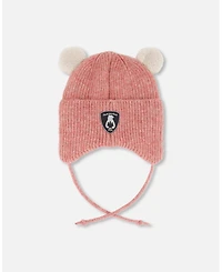 Deux par Baby Girl Lined Winter Knit Hat with Ear Flaps Dusty Pink - Baby|Toddler