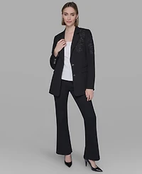 Karl Lagerfeld Paris Women's Embroidered Notch-Collar Blazer