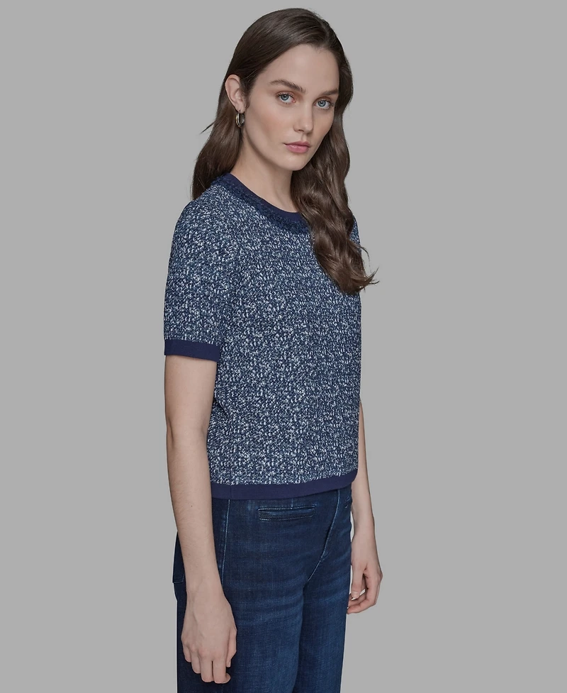 Karl Lagerfeld Paris Women's Textured-Knit Short-Sleeve Sweater