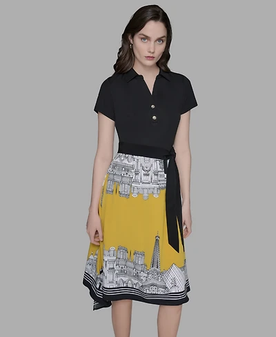 Karl Lagerfeld Paris Women's Mixed Media Dress