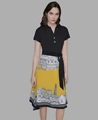 Karl Lagerfeld Paris Women's Mixed Media Dress