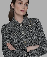 Karl Lagerfeld Paris Women's Tweed Long Sleeve Jacket