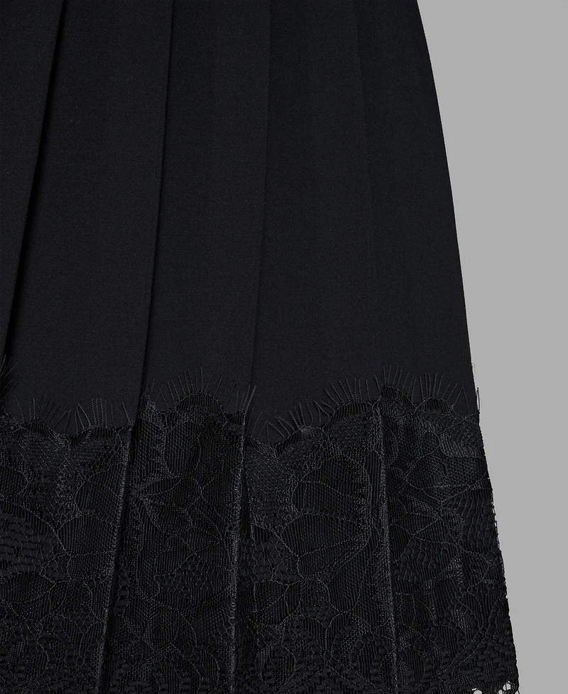 Karl Lagerfeld Paris Women's Pleated Lace-Trim Mini Skirt